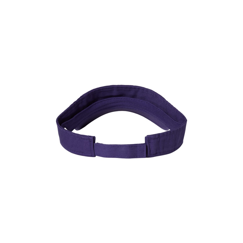 Purple “One” Visor Hat with White logo, hook and loop (velcro), back view.