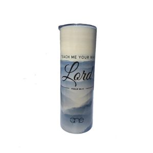 Teach Me Your Way Lord Cream and Blue 20oz Skinny Tumbler.