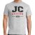 Mens sport grey short sleeve "JC Savior" Christian tee shirt, front view.