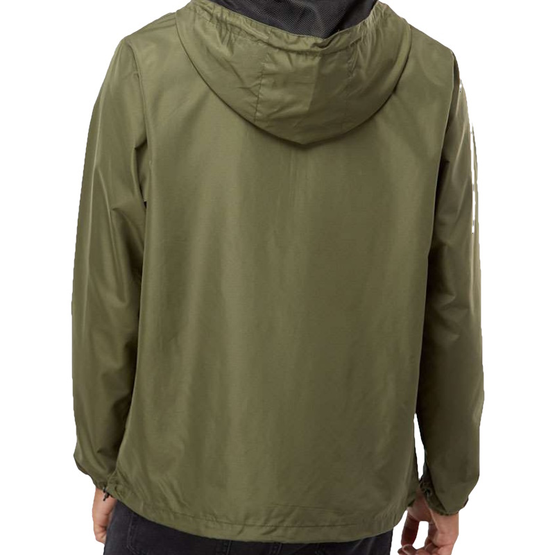 Men’s, Olive Green One Circular Christian 1/4 Zip Windbreaker, back.