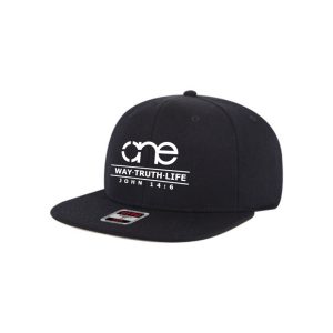 OWTL (One Way Truth Life) 6-Panel OTTO Flex Hat in Black, Flat Bill, front side view.