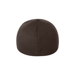 Brown 6-Panel Flexfit Hat, structured bill, LG/XL, back view.