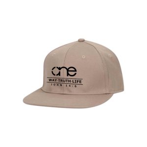 OWTL (One Way Truth Life) 6-Panel OTTO Flex Hat in Khaki, Flat Bill, front side view.