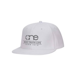 OWTL (One Way Truth Life) 6-Panel OTTO Flex Hat in White, Flat Bill, front side view.