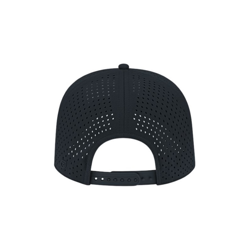 Black, water-resistent perforated, 5-Panel Hat, featuring the “One Way Truth Life” logo in Black, structured bill, snap-back closure, back view.
