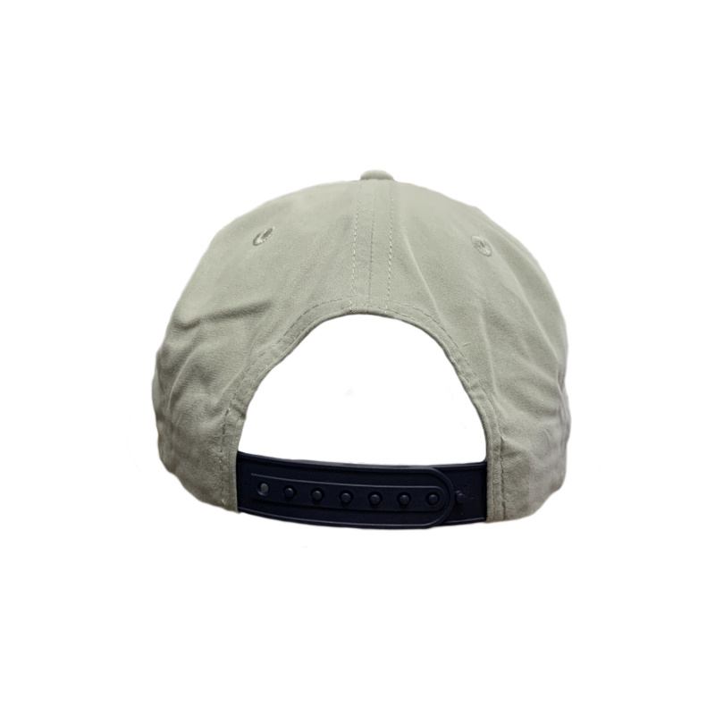 Light Grey, 5-Panel Golf Cap with Navy Blue rope featuring the “One Way Truth Life” logo in Navy Blue, semi-curved bill with snap-back closure, back view.